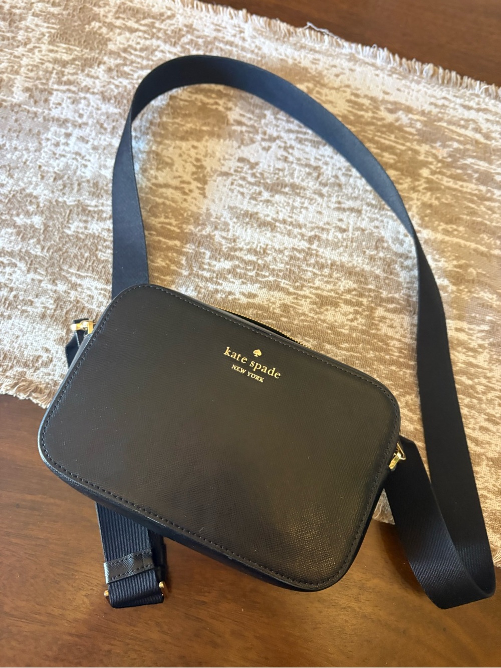 kate spade Black Leather Belt Bag with Gold Hardware